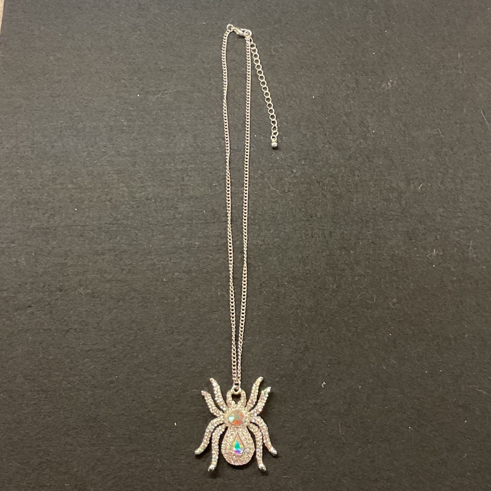 Silver Spider Pendant Necklace